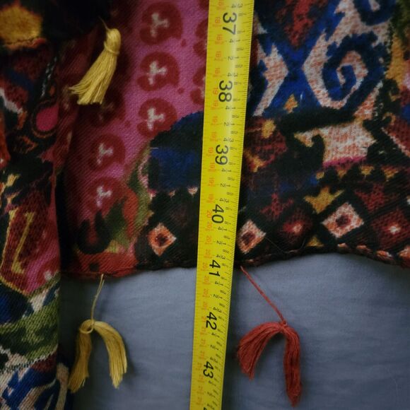 Woven Heart Patchwork Print Kimono Shawl Coverup Kaftan Robe Dress Colorful OS - Picture 12 of 16